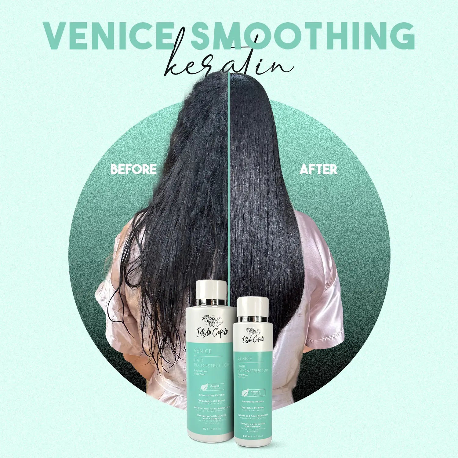 I Belli Capelli Venice Intensive Hair Reconstructor, Organic Keratin Smoothing Serum with Argan Oil, Gentle Nourishing Haircare for Frizz Control, 500Ml/16.9 Fl.Oz, Intensive Haircare