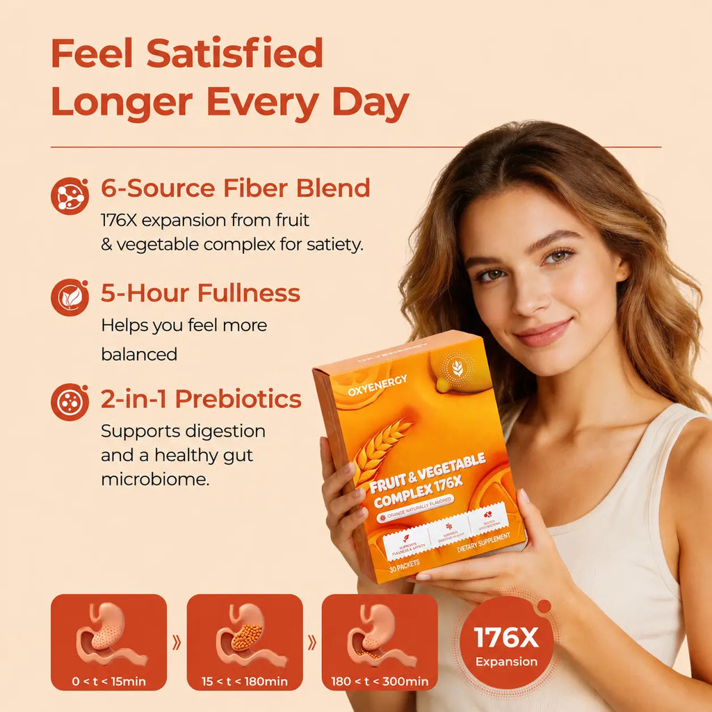 Oxyenergy Fruit & Vegetable Complex 176X Orange Naturally Flavored Supports Digestive Health & Boosts Good Bacteria 30 Packets Dietary Supplement