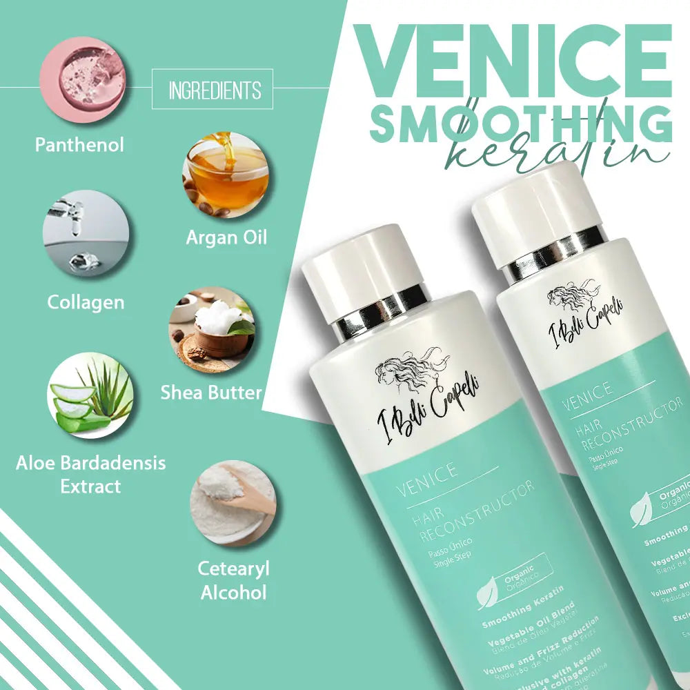 I Belli Capelli Venice Intensive Hair Reconstructor, Organic Keratin Smoothing Serum with Argan Oil, Gentle Nourishing Haircare for Frizz Control, 500Ml/16.9 Fl.Oz, Intensive Haircare